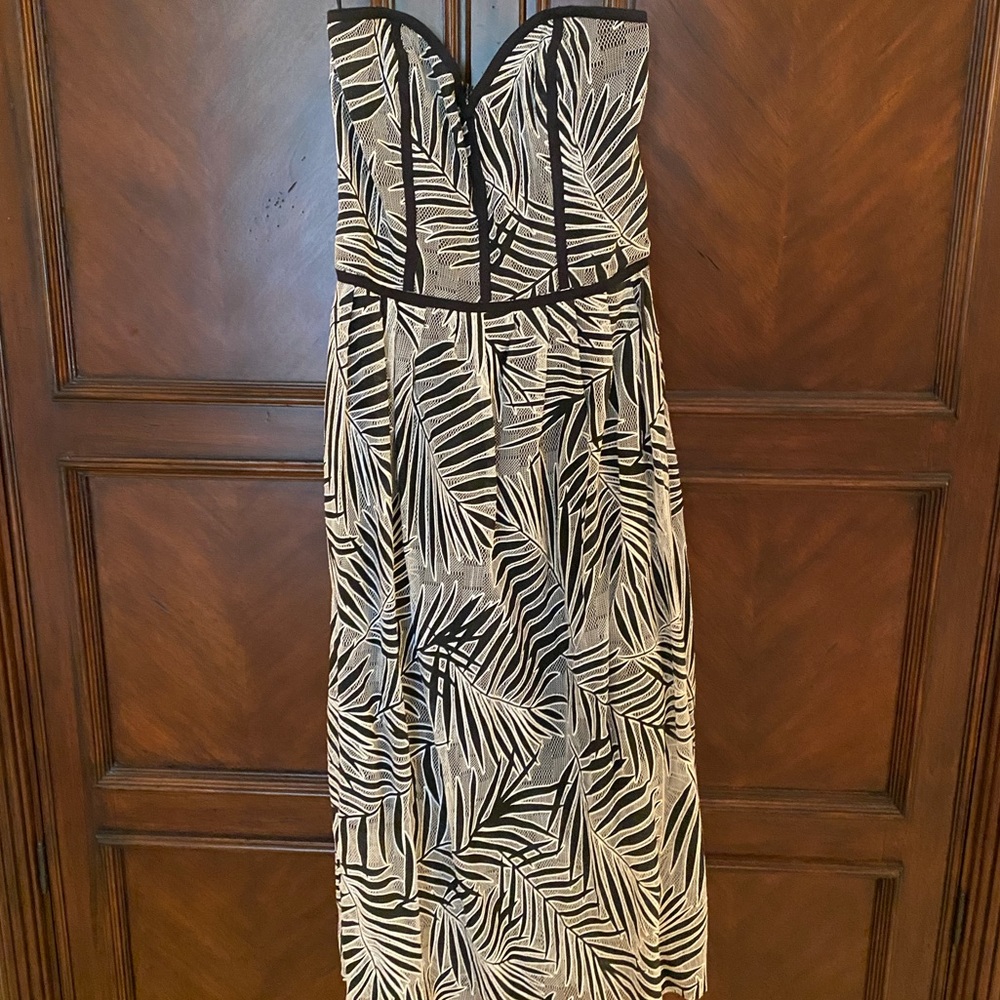 Black and White Printed Parker Strapless Dress